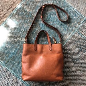 MADEWELL crossbody transport tote medium tan leather VGUC